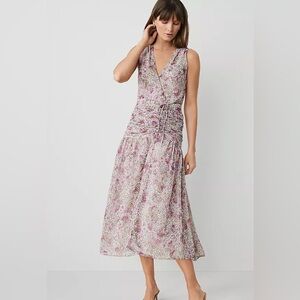 Ann Taylor Pink Pleated Tiered Sundress